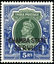 King George VI wearing Imperial Crown of India - overprinted