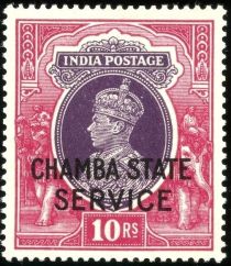 King George VI wearing Imperial Crown of India - overprinted