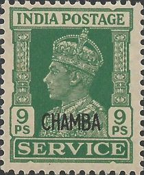 King George VI wearing Imperial Crown of India - overprinted