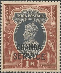 King George VI wearing Imperial Crown of India - overprinted