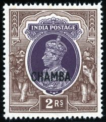 King George VI wearing Imperial Crown of India - overprinted