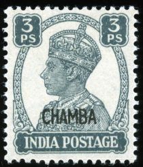 King George VI wearing Imperial Crown of India - overprinted