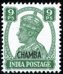 King George VI wearing Imperial Crown of India - overprinted