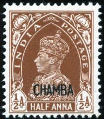 King George VI wearing Imperial Crown of India - overprinted