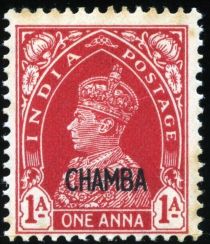 King George VI wearing Imperial Crown of India - overprinted