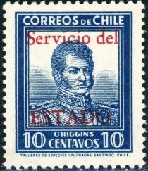 Bernardo O’Higgins (1776-1842) overprinted