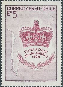 British crown and map of Chile