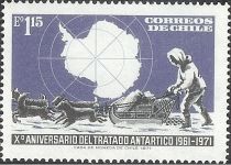 Map of Antarctica and Dog Sled