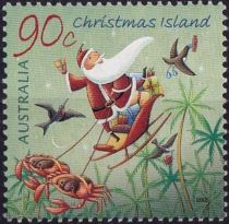 Santa in Sleigh Drawn by Crabs