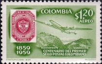 1859 Stamp, Plane over Mountains