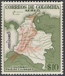 Map of Colombia Overprinted