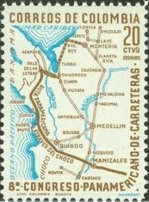 Map of Pan American Highway through Colombia