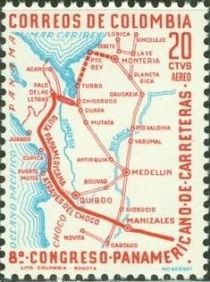 Map of Pan American Highway through Colombia