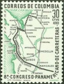 Map of Pan American Highway through Colombia