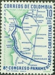 Map of Pan American Highway through Colombia