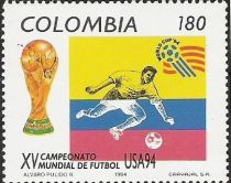 World Cup Trophy and Soccer Player, Colombian Flag