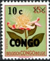 Protea argyrea surcharged, overprinted CONGO