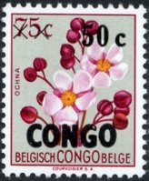 Ochna biligiana surcharged, overprinted CONGO