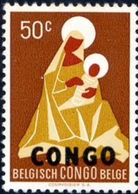 Madonna and child overprinted CONGO