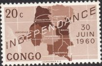 Map of independent Republic of Congo and date '30 Juin 1960'