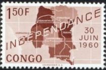 Map of independent Republic of Congo and date '30 Juin 1960'