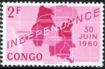 Map of independent Republic of Congo and date '30 Juin 1960'