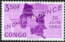 Map of independent Republic of Congo and date '30 Juin 1960'