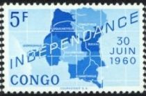 Map of independent Republic of Congo and date '30 Juin 1960'