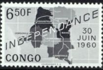 Map of independent Republic of Congo and date '30 Juin 1960'