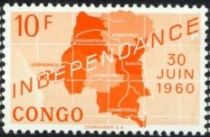 Map of independent Republic of Congo and date '30 Juin 1960'