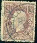 Leopold II profile to the left. Perforation 14.