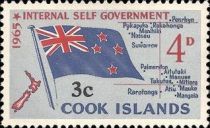 New Zealand Ensign and Map of Cook Islands - Surcharged