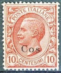 Effigy of Vittorio Emanuele III to the left, overprinted