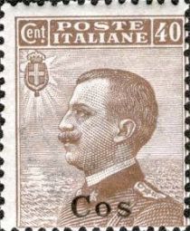 Effigy of Vittorio Emanuele III to the left, overprinted