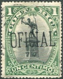 Statue of Juan Santamaria overprinted "OFICIAL"