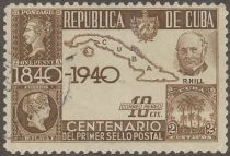 Map of the country with old stamps