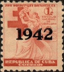 Mother & child overprint 1942 tax for fight against TBC