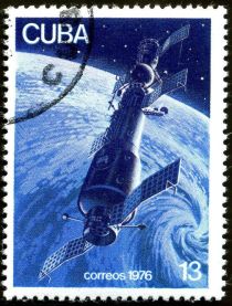 Space station Salut and Soyuz 11 in orbit