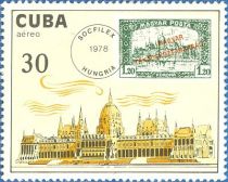 Parliament Building, Budapest and 1919 Hungarian Stamp