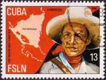 Sandinista Guerrilla and Map of Nicaragua