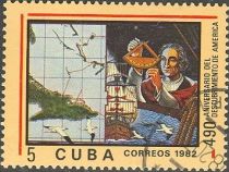 Christopher Columbus, "Santa Maria" and Map of Cuba