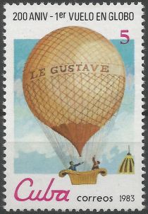 1st woman in air (E.Tible) on balloon «Le Gustave», 1784