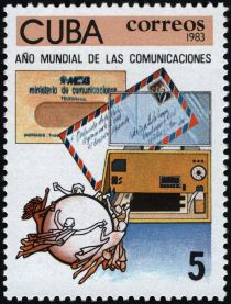 Telegram and airmail envelopes and U.P.U. emblem