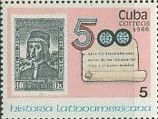 Spain 1930 40c. stamp of Martin Pinzon & anniversary emblem