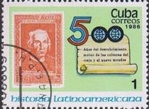 Spain 1930 1p. stamp of Columbus and emblem