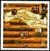 Map of Cuba and Simon Bolivar