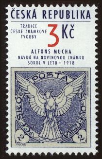 A. Mucha: The proposal of newspaper stamp "Falcon in flight"