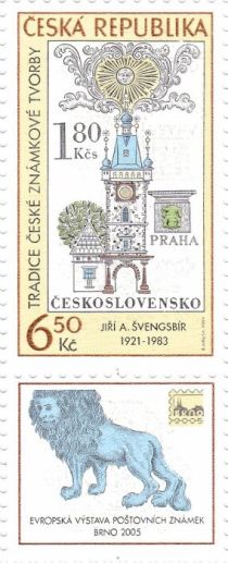 Stamp with the Green Frog sign by Jirí Švengsbír (1970)