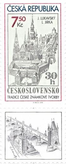 The aerial stamp from 1967 designed by Jaroslav Lukavský