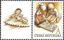 Children with postage stamps